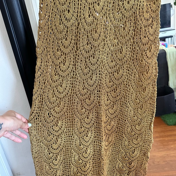 Mermaid core Brassy Olive Brown Crochet Dress - Picture 4 of 8
